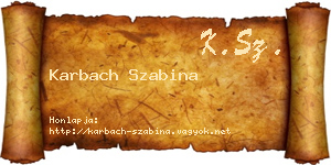 Karbach Szabina névjegykártya